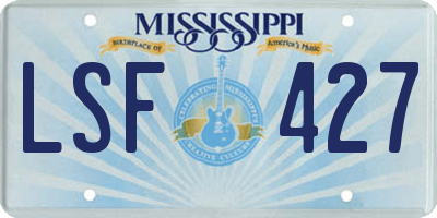 MS license plate LSF427