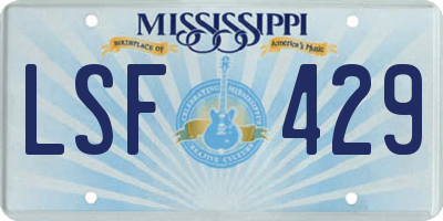 MS license plate LSF429