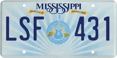 MS license plate LSF431