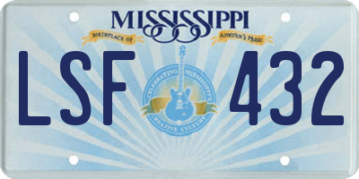 MS license plate LSF432
