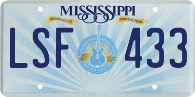 MS license plate LSF433