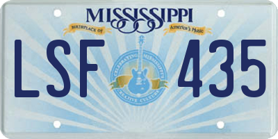 MS license plate LSF435