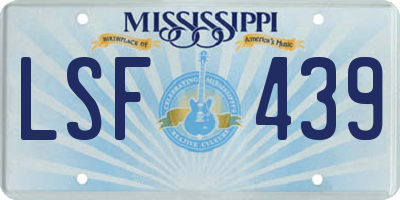 MS license plate LSF439