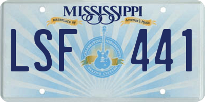 MS license plate LSF441