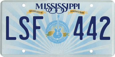 MS license plate LSF442