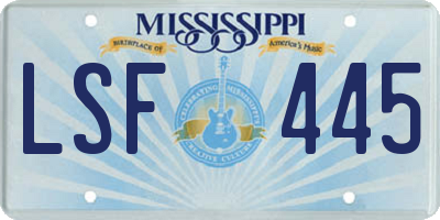 MS license plate LSF445