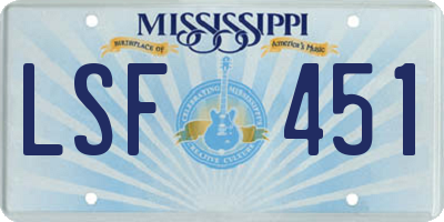 MS license plate LSF451