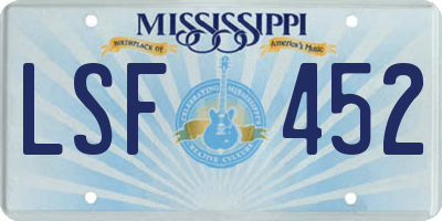 MS license plate LSF452