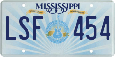 MS license plate LSF454