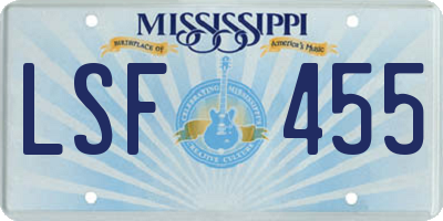 MS license plate LSF455