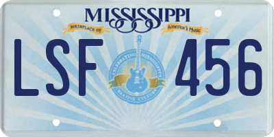 MS license plate LSF456