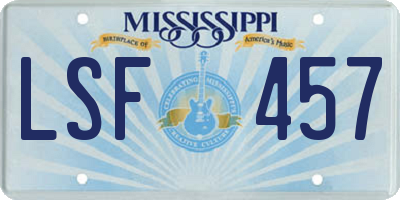 MS license plate LSF457
