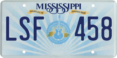 MS license plate LSF458