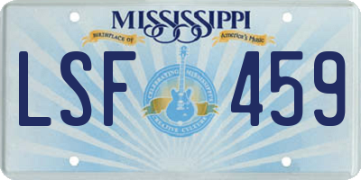 MS license plate LSF459