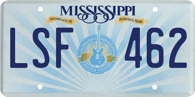MS license plate LSF462