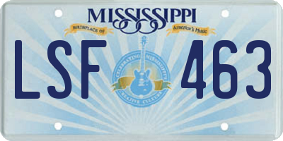 MS license plate LSF463