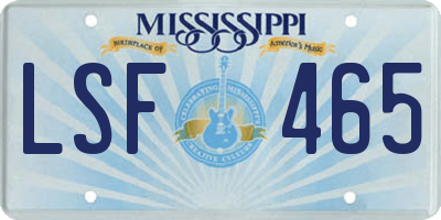 MS license plate LSF465