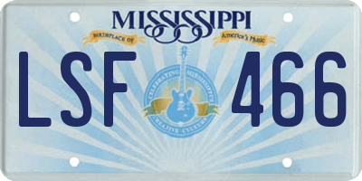 MS license plate LSF466