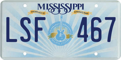MS license plate LSF467