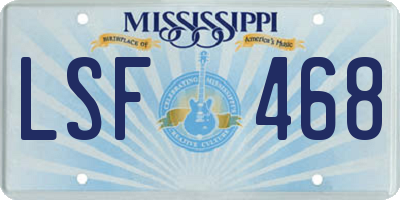 MS license plate LSF468