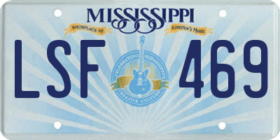 MS license plate LSF469
