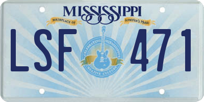 MS license plate LSF471