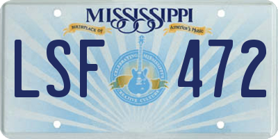 MS license plate LSF472