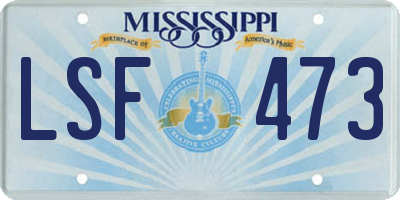 MS license plate LSF473