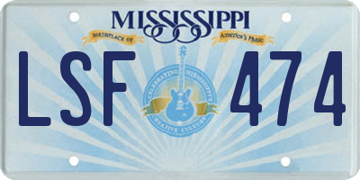 MS license plate LSF474