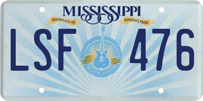 MS license plate LSF476