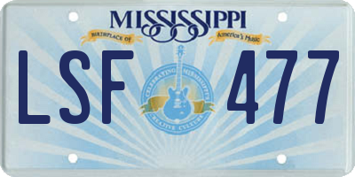 MS license plate LSF477