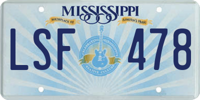 MS license plate LSF478