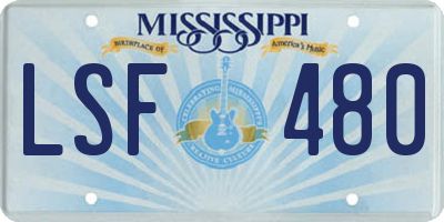 MS license plate LSF480
