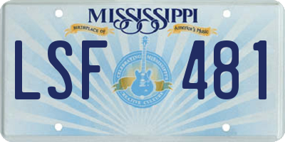MS license plate LSF481