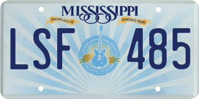 MS license plate LSF485