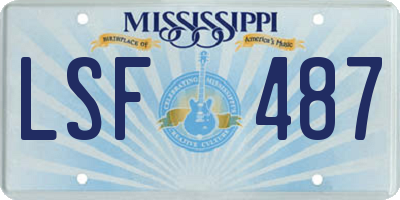 MS license plate LSF487