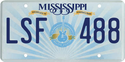 MS license plate LSF488