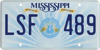 MS license plate LSF489