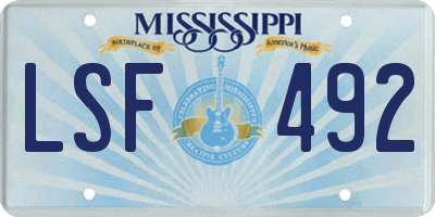 MS license plate LSF492
