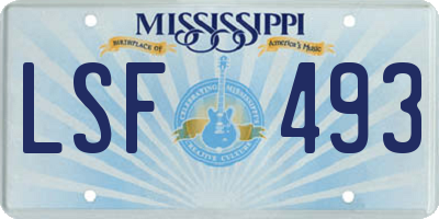 MS license plate LSF493