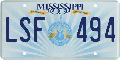 MS license plate LSF494