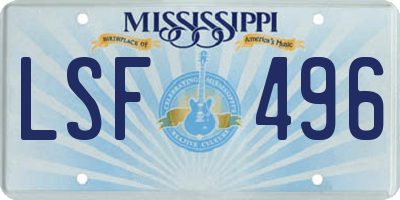 MS license plate LSF496