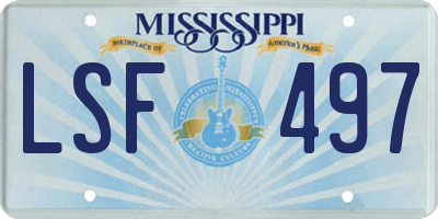 MS license plate LSF497