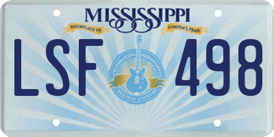 MS license plate LSF498
