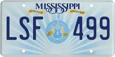 MS license plate LSF499