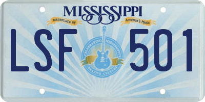 MS license plate LSF501