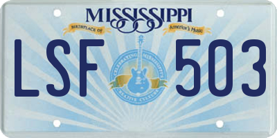 MS license plate LSF503