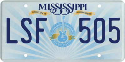 MS license plate LSF505