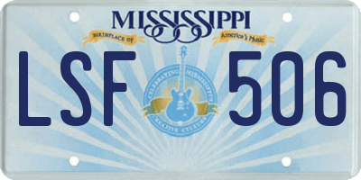 MS license plate LSF506