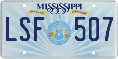 MS license plate LSF507